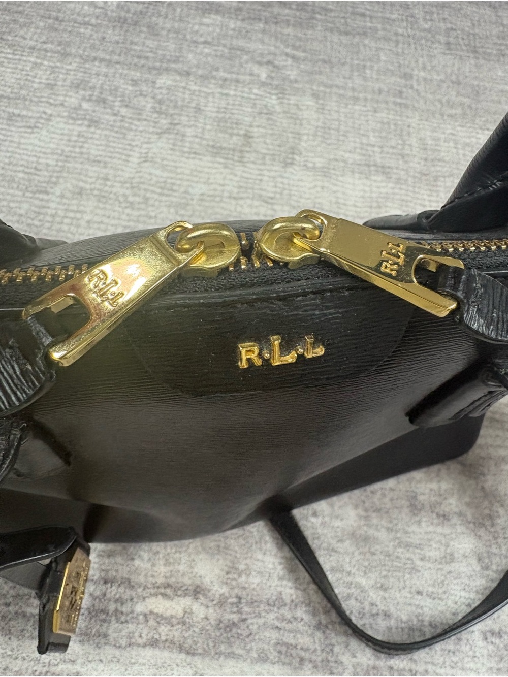 Lauren Ralph Lauren Dome Satchel Bag Black Leather Medium Zip Neutral Classic - Picture 10 of 11